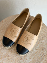 Load image into Gallery viewer, Chanel - Lambskin Espadrilles - Beige/Black - 37 - RRP$1460