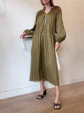 Load image into Gallery viewer, Zimmermann - Cassia Crinkle Shirt Midi Dress - Olive Green - 1 - bnwt - RRP$595