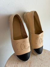 Load image into Gallery viewer, Chanel - Lambskin Espadrilles - Beige/Black - 37 - RRP$1460