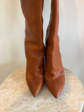 Load image into Gallery viewer, Saint Laurent - Niki Leather Thigh High Boots - Brown - 40