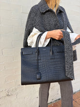 Load image into Gallery viewer, Saint Laurent - Sac De Jour Large Croc Embossed Leather Bag - Black - L