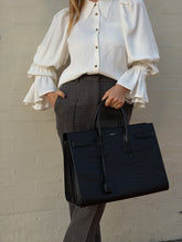 Load image into Gallery viewer, Saint Laurent - Sac De Jour Large Croc Embossed Leather Bag - Black - L