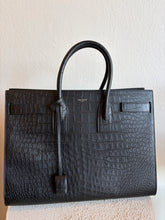 Load image into Gallery viewer, Saint Laurent - Sac De Jour Large Croc Embossed Leather Bag - Black - L