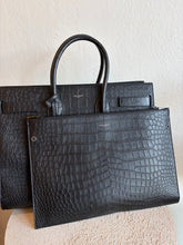 Load image into Gallery viewer, Saint Laurent - Sac De Jour Large Croc Embossed Leather Bag - Black - L