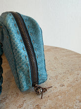 Load image into Gallery viewer, Henry Beguelin - textured snake skin Pochette w Weave Strap - Aqua - S - RRP$850