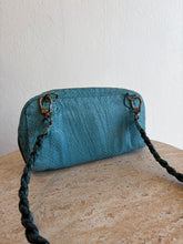 Load image into Gallery viewer, Henry Beguelin - textured snake skin Pochette w Weave Strap - Aqua - S - RRP$850