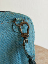 Load image into Gallery viewer, Henry Beguelin - textured snake skin Pochette w Weave Strap - Aqua - S - RRP$850