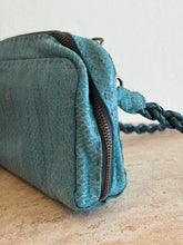 Load image into Gallery viewer, Henry Beguelin - textured snake skin Pochette w Weave Strap - Aqua - S - RRP$850