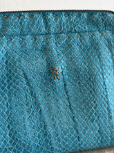 Load image into Gallery viewer, Henry Beguelin - textured snake skin Pochette w Weave Strap - Aqua - S - RRP$850