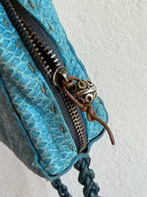 Load image into Gallery viewer, Henry Beguelin - textured snake skin Pochette w Weave Strap - Aqua - S - RRP$850