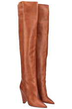 Load image into Gallery viewer, Saint Laurent - Niki Leather Thigh High Boots - Brown - 40