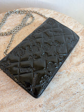 Load image into Gallery viewer, Chanel - Embossed Enamel Long Wallet 0n Chain - Black Patent Leather w Silver Hardware- S