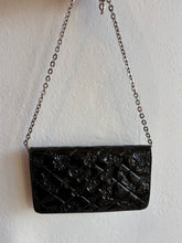 Load image into Gallery viewer, Chanel - Embossed Enamel Long Wallet 0n Chain - Black Patent Leather w Silver Hardware- S
