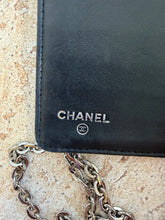 Load image into Gallery viewer, Chanel - Embossed Enamel Long Wallet 0n Chain - Black Patent Leather w Silver Hardware- S