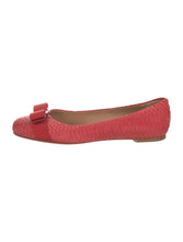 Load image into Gallery viewer, Salvatore Ferragamo - Python Ballet Flats w Bow - Coral - 39