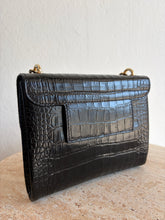 Load image into Gallery viewer, Max Mara - Croc Skin Shoulder/Belt Bag w Monogram Clasp - Black - S