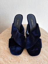 Load image into Gallery viewer, Senso - Velvet Crossover Block Heels - Navy - 40