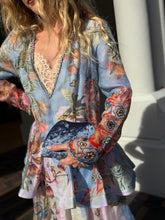 Load image into Gallery viewer, Zimmermann - Illustration Floral Linen/Silk Crystal Embellished Gown - Blue/Lilac Floral - 1 - RRP$2,750