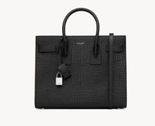 Load image into Gallery viewer, Saint Laurent - Sac De Jour Large Croc Embossed Leather Bag - Black - L