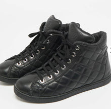 Load image into Gallery viewer, Chanel - Quilted Leather Hightop Sneakers - Black - 37.5