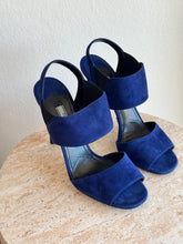 Load image into Gallery viewer, Prada - Open Toe Slingback Heels - Blue Suede - 38
