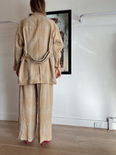 Load image into Gallery viewer, Christopher Esber - Belted Patch Linen Blazer &amp; Pants Suit Set - Brown - 6/Pants 8 - RRP$1390
