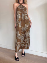 Load image into Gallery viewer, Massimo Dutti - Silk Blend Halter Tie Maxi Dress - Brown - 36
