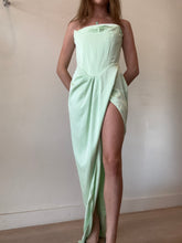 Load image into Gallery viewer, Alex Perry - Harland Draped Satin Corset Strapless Maxi Dress - Mint - 10 - BNWT - RRP $3400
