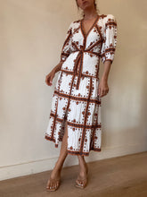 Load image into Gallery viewer, Sandro - Rehane Border Print Belted Midi Dress - White - 34 - RRP$595
