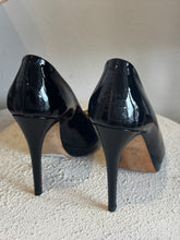 Load image into Gallery viewer, Gucci - Patent Horsebit Peep Toe Heels - Black - 35 -w box

