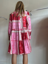 Load image into Gallery viewer, Alessandra -LS Tiered Ruffle Silk Dress - Pink/Red - M
