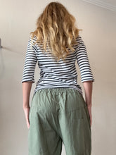 Load image into Gallery viewer, Bassike - 3/4 Stripe Cotton Top - Navy White Stripe - S
