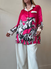 Load image into Gallery viewer, Leo Lin - Horse print Silk LS Shirt - Hot Pink - 10
