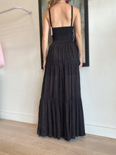 Load image into Gallery viewer, sass &amp; bide - Tiered Metalic Maxi Skirt - Black  metalic - XS

