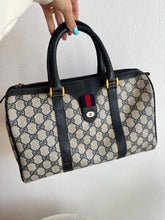 Load image into Gallery viewer, Vintage Gucci  - Boston GG Logo Bag - Navy - Medium
