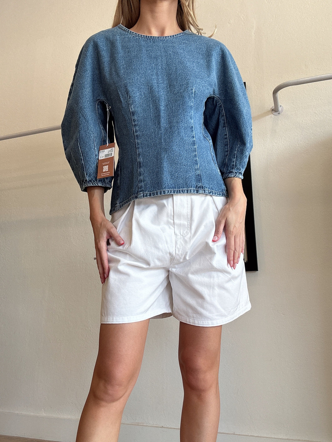 Bianca Spender x Nobody - Oxford Blue Rocha Top - Denim - 8 - NWT - RRP$275