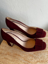 Load image into Gallery viewer, Miu Miu Suede Bow 8.5cm Block Heel - Heels - Wine - 38.5

