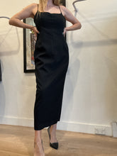 Load image into Gallery viewer, Beare Park - Shoestring Strap Wool Midi Dress - Black - 12
