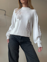 Load image into Gallery viewer, Tibi - Cotton Knit Distress Sweater - White - XS
