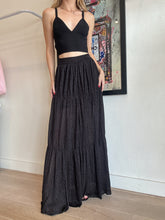 Load image into Gallery viewer, sass &amp; bide - Tiered Metalic Maxi Skirt - Black  metalic - XS
