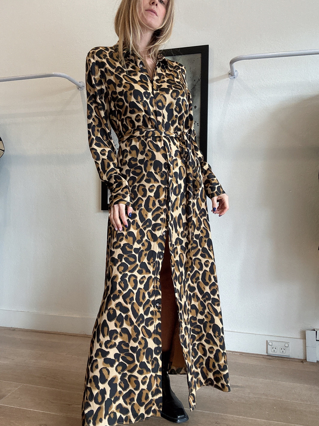 Scotch & Soda - Maxi Shirt Dress w Belt - Animal Print - L