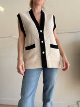 Load image into Gallery viewer, Sandro - Woollen Vest - Ivory w black trim - 1
