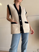 Load image into Gallery viewer, Sandro - Woollen Vest - Ivory w black trim - 1
