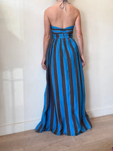 Load image into Gallery viewer, Rebecca Valliance - Sweetheart Bustier Maxi Dress w Cut Out - Blue/Grey  -
