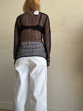 Load image into Gallery viewer, Bianca Spender - LS Open Weave Lace Top - Black - 4
