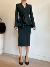 Load image into Gallery viewer, Scanlan - Crepe Knit Pencil Midi Skirt - Deep Green - S
