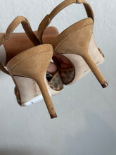 Load image into Gallery viewer, Manolo Blahnik - Mingosli Suede/Mesh Slingback Pump - Camel - 37 - RRP$1250
