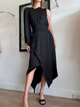 Load image into Gallery viewer, Sass &amp; Bide - One Sleeve Satin Asymmetrical hem Dress - Black - 6

