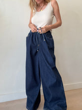 Load image into Gallery viewer, Aje Studio - Sadie Cotton Wide Leg Jeans w Elastic Waist - Dark Denim - 8 - nwt RRP$199
