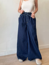 Load image into Gallery viewer, Aje Studio - Sadie Cotton Wide Leg Jeans w Elastic Waist - Dark Denim - 8 - nwt RRP$199

